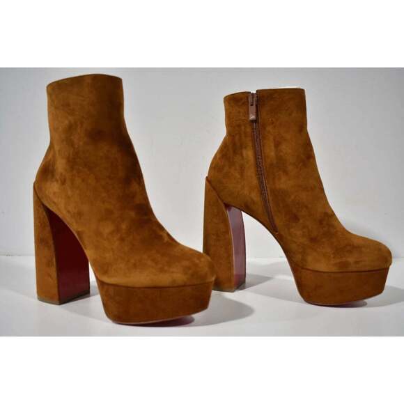 Christian Louboutin Movida Booty 130 Brown Foxy Platform Block Heel Boot 39.5 - Picture 4 of 12